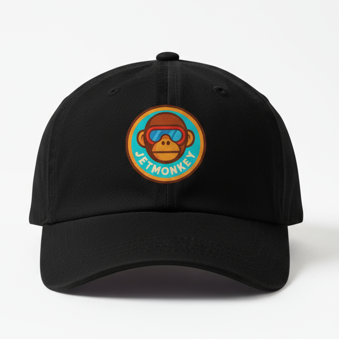 Black Baseball Cap with Jet Monkey Logo